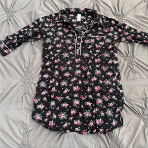 Forever 21 Black Shirt with Pink Floral Design